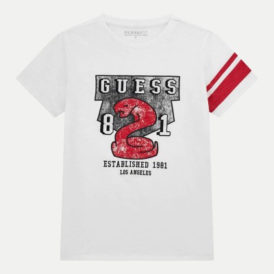 Kids White Short Sleeve T-Shirt Print/Logo Guess Kids White Short Sleeve T-Shirt Print/Logo Guess
