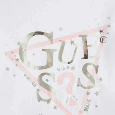 Children's White Girls' Short Sleeve T-Shirt With Logo Guess Children's White Girls' Short Sleeve T-Shirt With Logo Guess