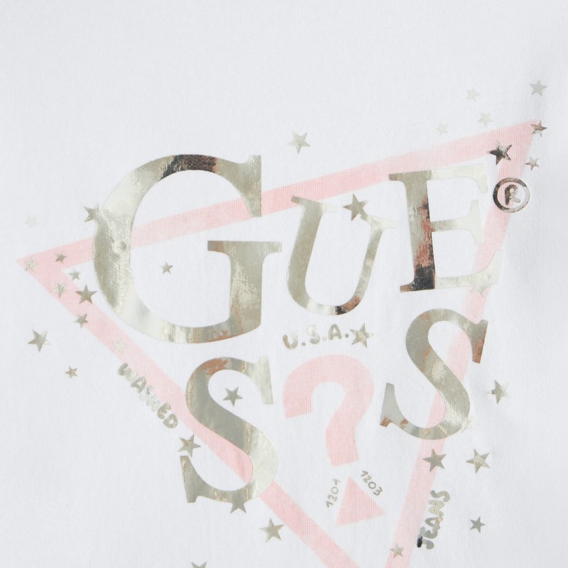 Children's White Girls' Short Sleeve T-Shirt With Logo Guess Children's White Girls' Short Sleeve T-Shirt With Logo Guess