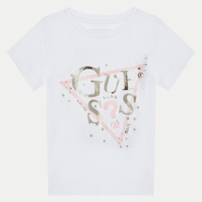 Children's White Girls' Short Sleeve T-Shirt With Logo Guess Children's White Girls' Short Sleeve T-Shirt With Logo Guess