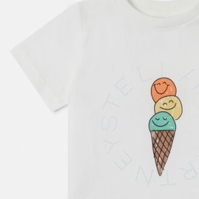 White Graphic T-Shirt With Icecream Stella Mc Cartney