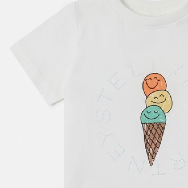 White Graphic T-Shirt With Icecream Stella Mc Cartney