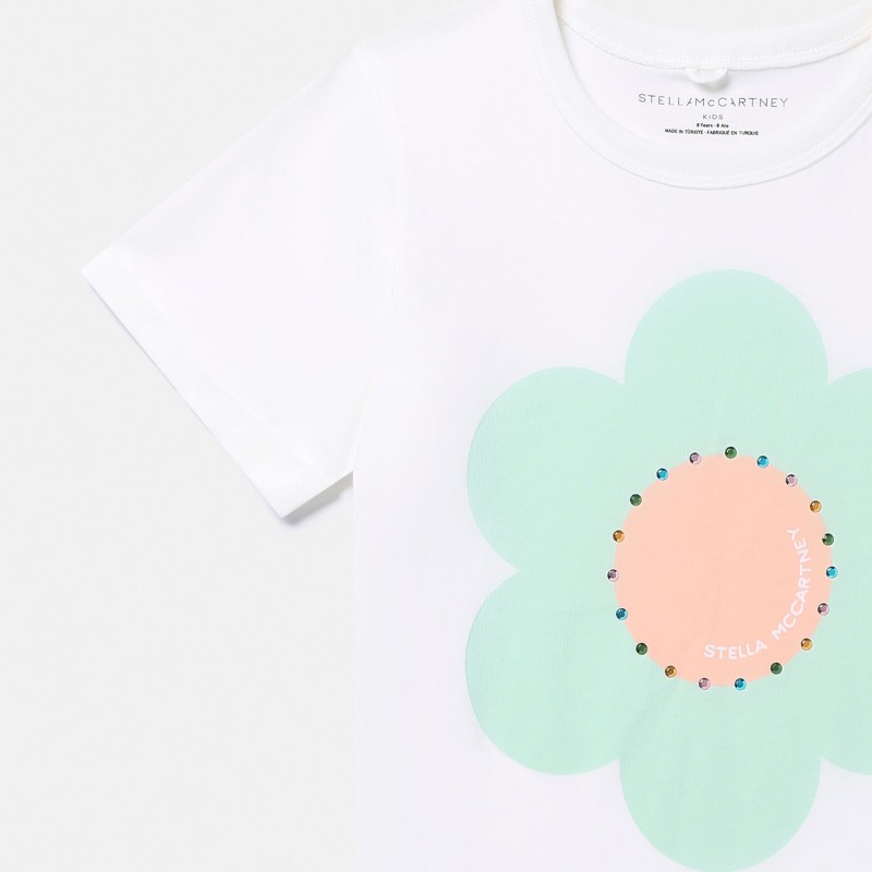 Children's White T-Shirt Green Daisy Stella McCartney Children's White T-Shirt Green Daisy Stella McCartney