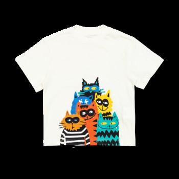 Παιδικό Λευκό T-Shirt Με Γάτες Stella Mc Cartney