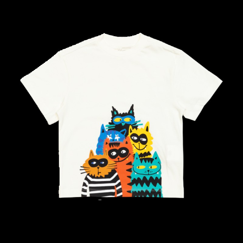 Παιδικό Λευκό T-Shirt Με Γάτες Stella Mc Cartney Παιδικό Λευκό T-Shirt Με Γάτες Stella Mc Cartney