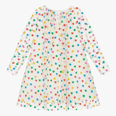 Children's White Tulle Dress With Multicolored Hearts Stella McCartney