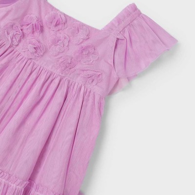 Children's Purple Tulle Dress With  Flowers Mayoral