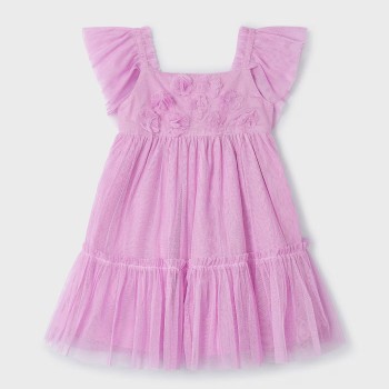 Παιδικό Λιλά Τούλινο Φόρεμα Με Λουλούδια Mayoral