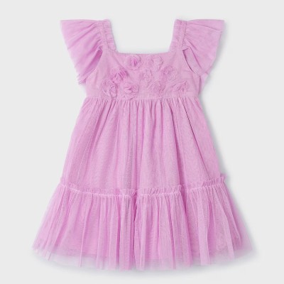 Children's Purple Tulle Dress With  Flowers Mayoral