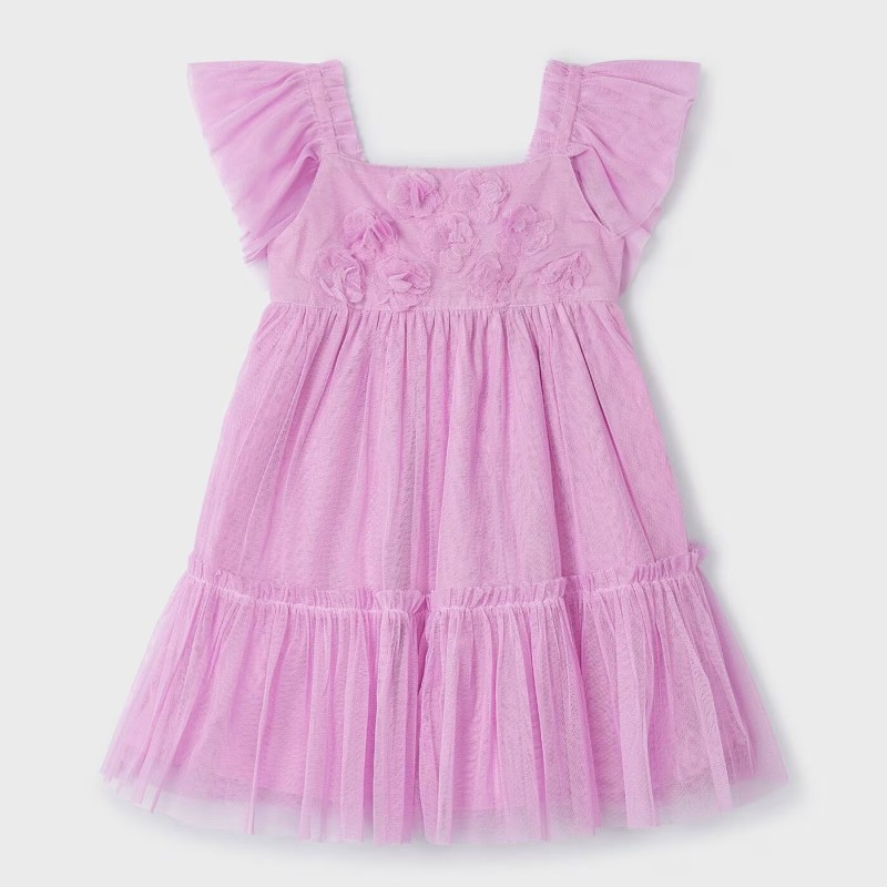 Children's Purple Tulle Dress With  Flowers Mayoral