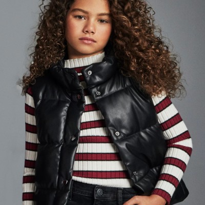 Children's Black Girl's Sleeveless Jacket Mayoral