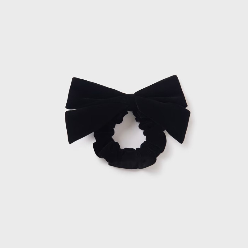 Children's Black Hair Scrunchy Perforated Bow Abel and Lula Children's Black Hair Scrunchy Perforated Bow Abel and Lula