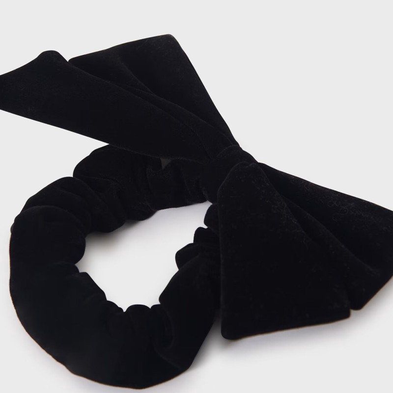 Children's Black Hair Scrunchy Perforated Bow Abel and Lula Children's Black Hair Scrunchy Perforated Bow Abel and Lula