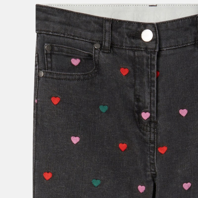 Παιδικό Μαύρο Skinny Jeans Με Πολύχρωμες Κεντημένες Καρδιές Stella McCartney Παιδικό Μαύρο Skinny Jeans Με Πολύχρωμες Κεντημένες Καρδιές Stella McCartney