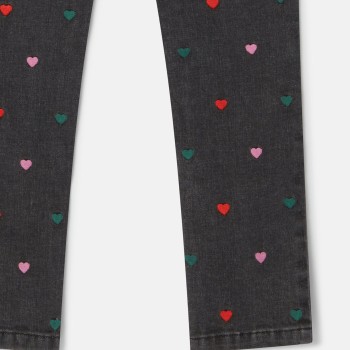 Παιδικό Μαύρο Skinny Jeans Με Πολύχρωμες Κεντημένες Καρδιές Stella McCartney Παιδικό Μαύρο Skinny Jeans Με Πολύχρωμες Κεντημένες Καρδιές Stella McCartney