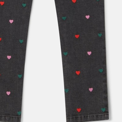 Παιδικό Μαύρο Skinny Jeans Με Πολύχρωμες Κεντημένες Καρδιές Stella McCartney Παιδικό Μαύρο Skinny Jeans Με Πολύχρωμες Κεντημένες Καρδιές Stella McCartney