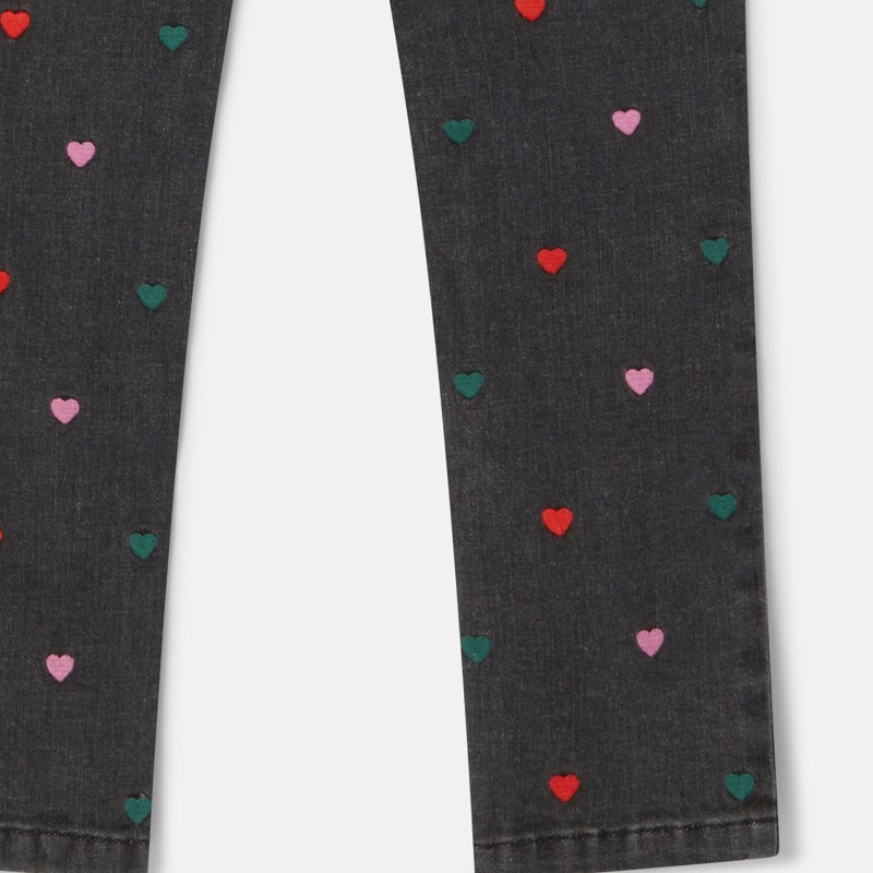 Παιδικό Μαύρο Skinny Jeans Με Πολύχρωμες Κεντημένες Καρδιές Stella McCartney Παιδικό Μαύρο Skinny Jeans Με Πολύχρωμες Κεντημένες Καρδιές Stella McCartney