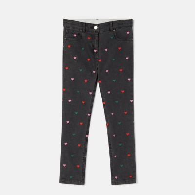 Παιδικό Μαύρο Skinny Jeans Με Πολύχρωμες Κεντημένες Καρδιές Stella McCartney Παιδικό Μαύρο Skinny Jeans Με Πολύχρωμες Κεντημένες Καρδιές Stella McCartney