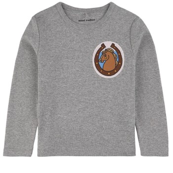 Παιδικό Μini Rodini γκρι μπλουζάκι με άλογα Παιδικό Μini Rodini γκρι μπλουζάκι με άλογα