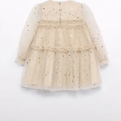 Children's Beige Tulle Dress With Stars Abel and Lula