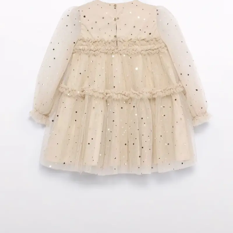 Children's Beige Tulle Dress With Stars Abel and Lula Children's Beige Tulle Dress With Stars Abel and Lula