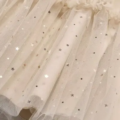 Children's Beige Tulle Dress With Stars Abel and Lula