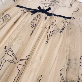 Παιδικό Μπεζ Τούλινο Φόρεμα Με Μπαλαρίνες Abel and Lula