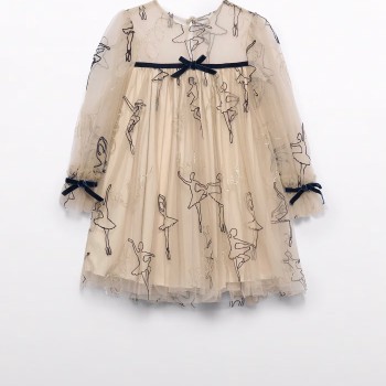 Παιδικό Μπεζ Τούλινο Φόρεμα Με Μπαλαρίνες Abel and Lula