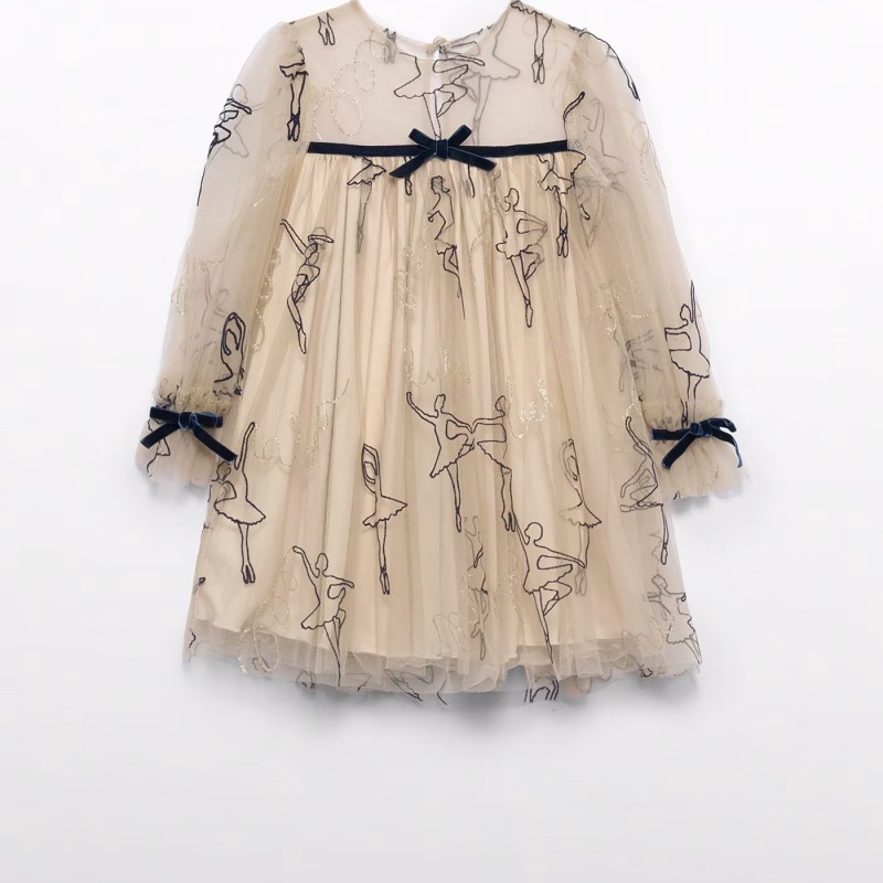 Children's Beige Tulle Dress With Ballerines Abel and Lula