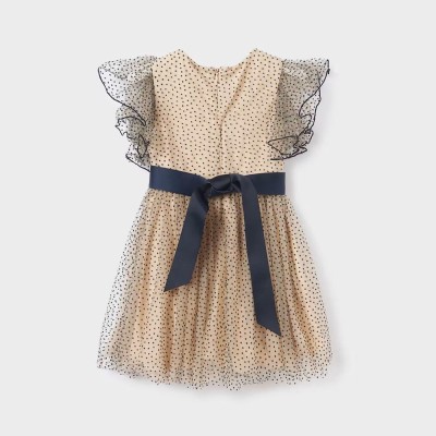 Children's Beige Polka Dot Tulle Dress Abel and Lula