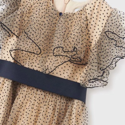 Children's Beige Polka Dot Tulle Dress Abel and Lula
