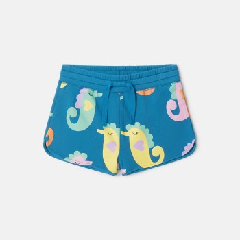 Stella McCartney Παιδικό Σορτς Με Πολύχρωμους Θαλάσσιους Ιππόκαμπους Μπλε