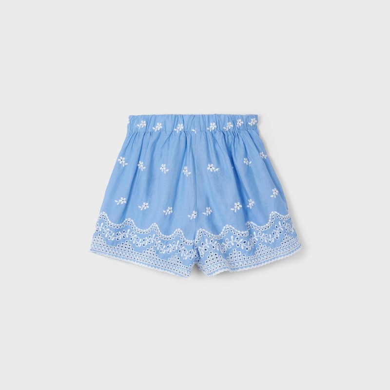 Children's Blue Shorts With White Embroidered Flowers Mayoral Children's Blue Shorts With White Embroidered Flowers Mayoral