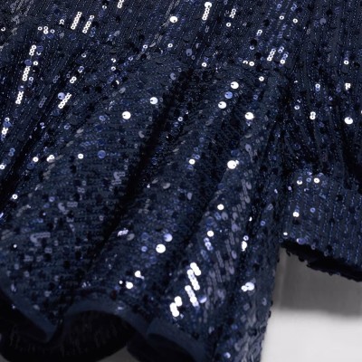 Kids Navy Blue Dress With Sequins Abel and Lula