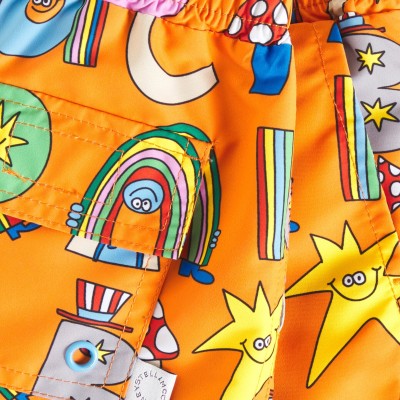 Baby Orange Swimsuit With Letters Stella Mc Cartney