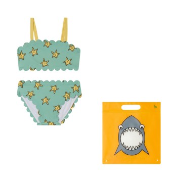 Stella McCartney Kids Green Bikini With Yellow Starfish  Stella McCartney Kids Green Bikini With Yellow Starfish