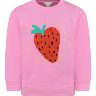 Kid's Pink Sweatshirt With Strawberry Stella Mc Cartney Kid's Pink Sweatshirt With Strawberry Stella Mc Cartney