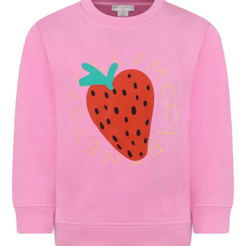 Kid's Pink Sweatshirt With Strawberry Stella Mc Cartney Kid's Pink Sweatshirt With Strawberry Stella Mc Cartney