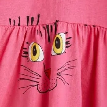 Παιδικό Ροζ Φόρεμα Πρόσωπο Γάτας Mini Rodini Παιδικό Ροζ Φόρεμα Πρόσωπο Γάτας Mini Rodini