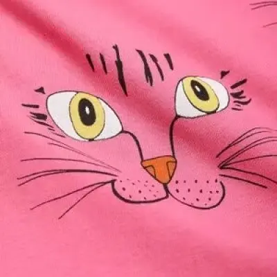 Children's Cat Face Pink Dress for Kids Mini Rodini Children's Cat Face Pink Dress for Kids Mini Rodini