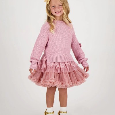 Children's Farren Knitted Jumper with Lace Tea Rose Angel Face
