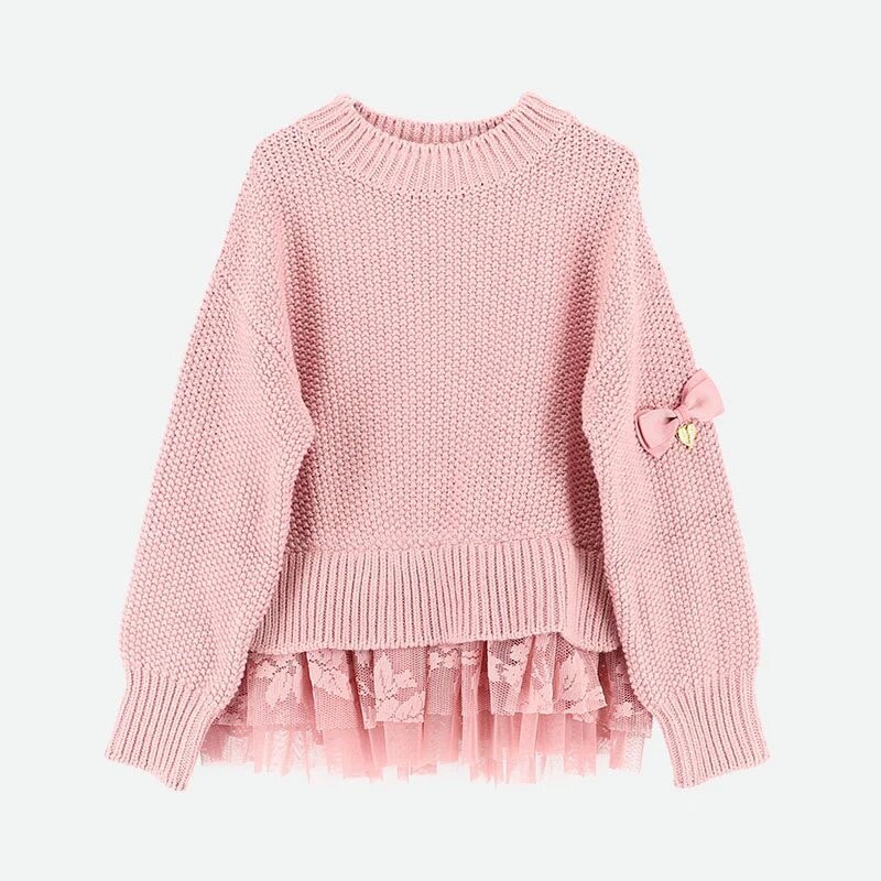 Children's Farren Knitted Jumper with Lace Tea Rose Angel Face