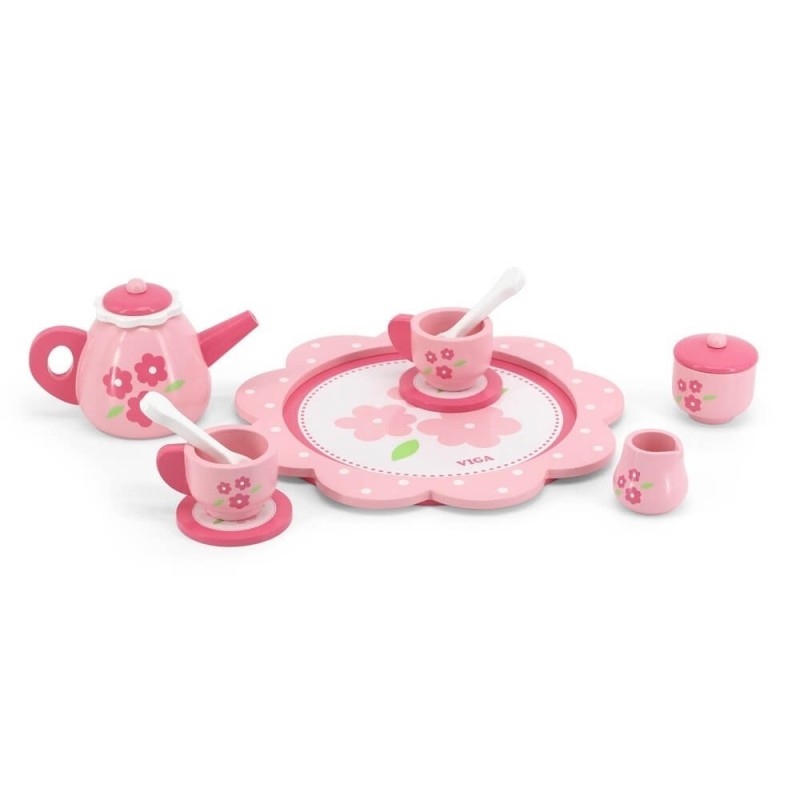 Children's Pink Wooden Tea Set Djeco Children's Pink Wooden Tea Set Djeco