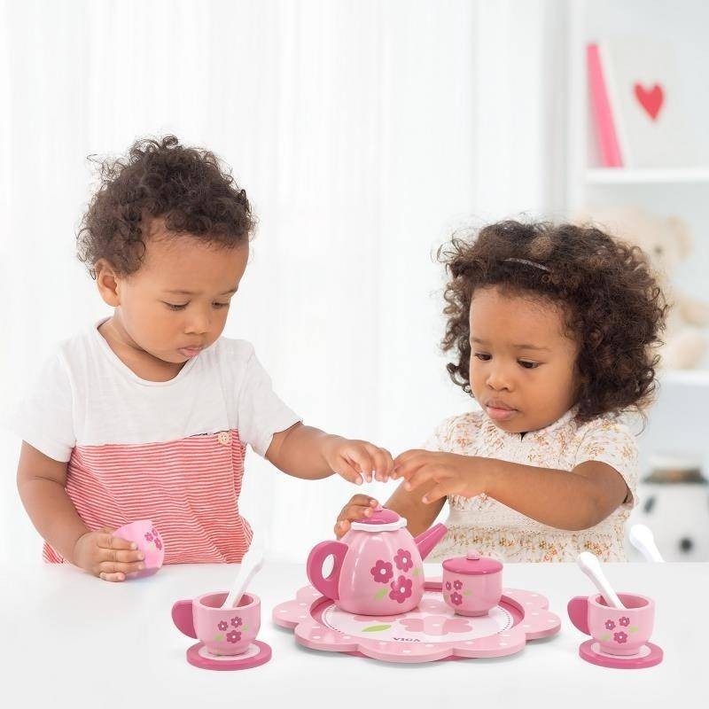 Children's Pink Wooden Tea Set Djeco Children's Pink Wooden Tea Set Djeco