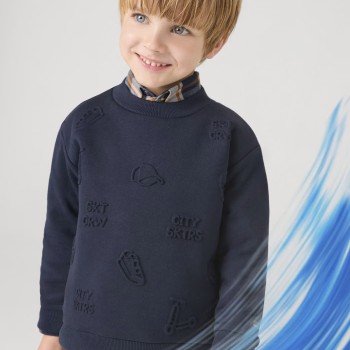 Παιδικό Σκούρο Μπλε Φούτερ Με Ανάγλυφα Σχέδια Mayoral