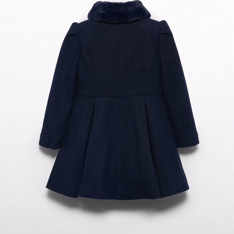 Παιδικό Σκούρο Μπλε Υφασμάτινο Παλτό Με Γούνινο Γιακά Abel and Lula