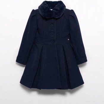 Παιδικό Σκούρο Μπλε Υφασμάτινο Παλτό Με Γούνινο Γιακά Abel and Lula