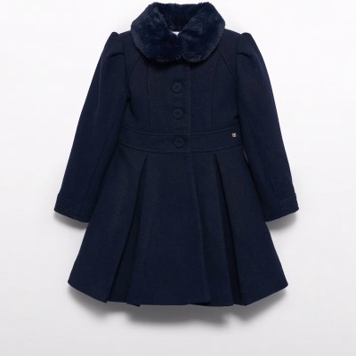 Παιδικό Σκούρο Μπλε Υφασμάτινο Παλτό Με Γούνινο Γιακά Abel and Lula