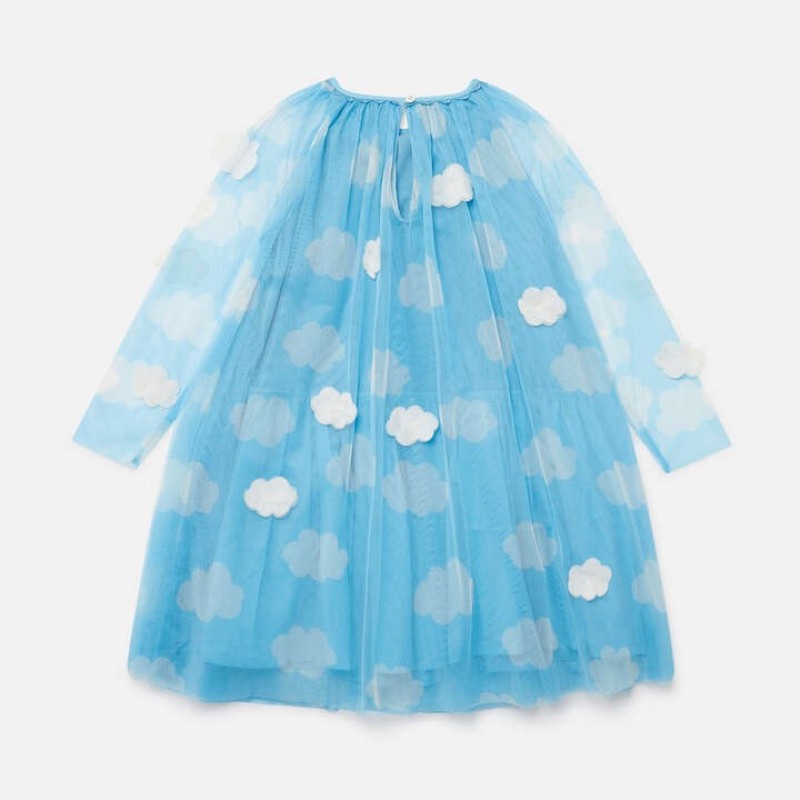 Kids Blue and White Cloud Long Sleeve Dress Stella McCartney Kids Blue and White Cloud Long Sleeve Dress Stella McCartney