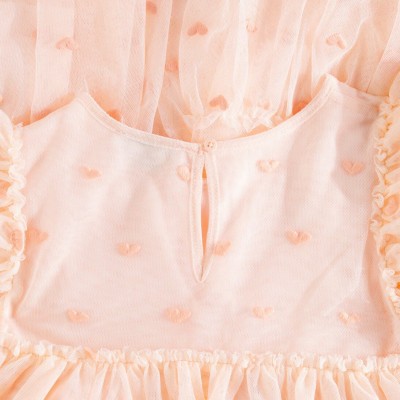 Kids Embroidered Tulle Dress In Pink With Hearts Stella McCartney